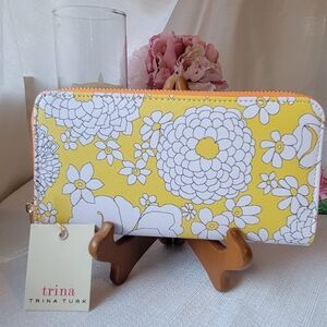 Trina Turk Yellow Floral Zip Wallet